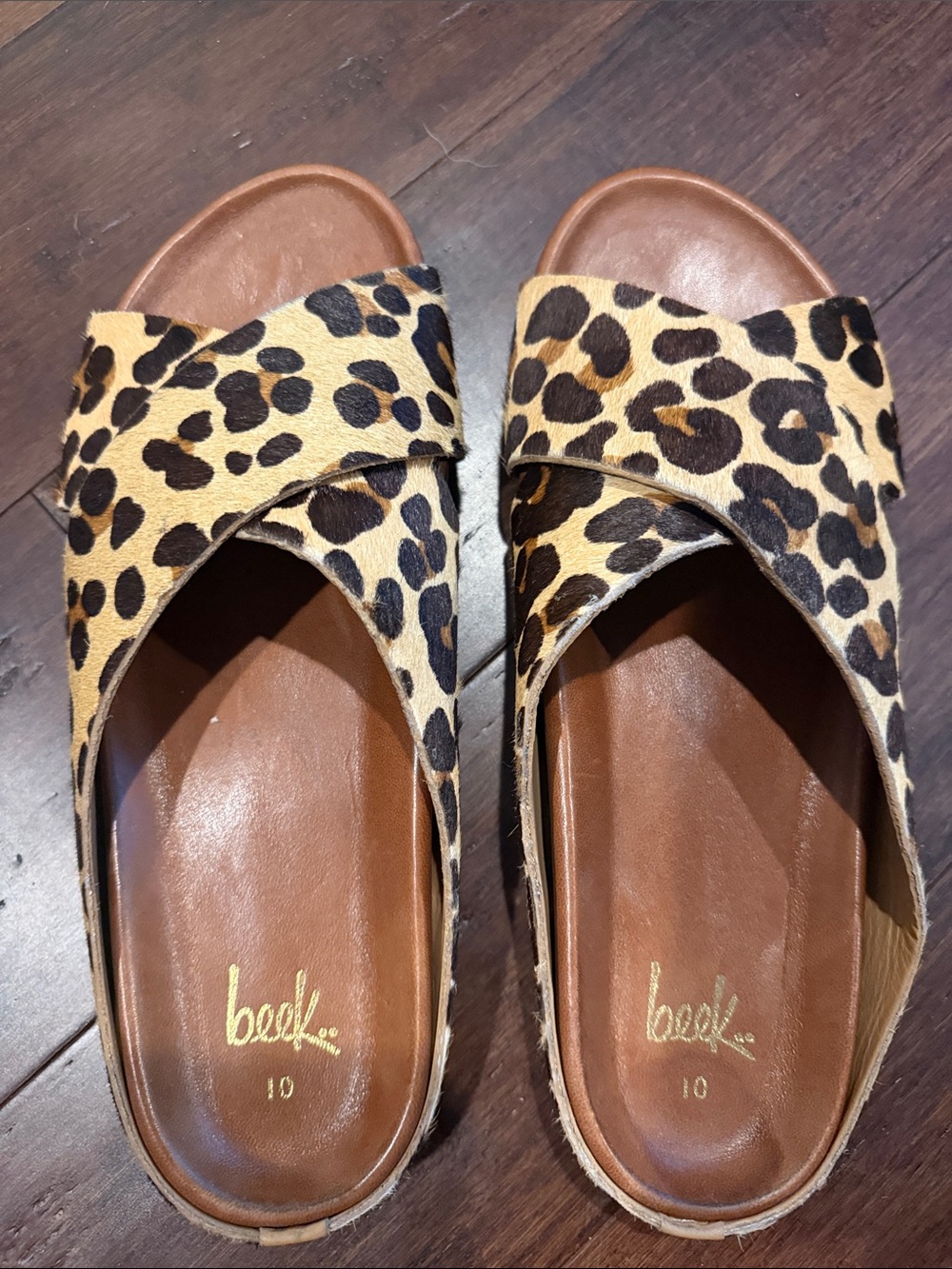 beek Leopard Print Slide Sandals - Brown/Tan